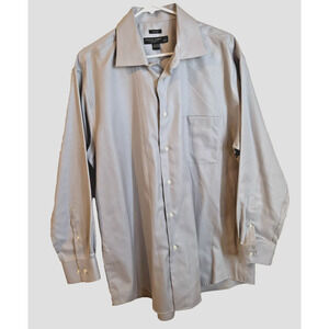 Pronto Uomo Shirt Mens Gray Dress Shirt Button Up Non Iron 100% Cotton 17” 32/33